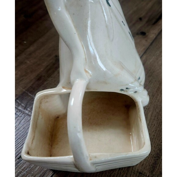 Vtg Brush McCoy Lady With Basket Planter Blue Bonnet 1940 Paint Fade No Chips - Picture 8 of 9